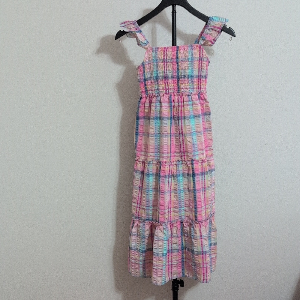 btween Pink and Blue Plaid Kids Dress